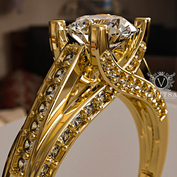 1.02ct Round Diamond Gold Engagement Ring - 03US25
